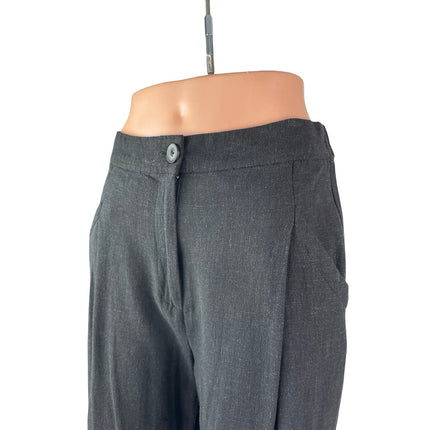 ASOS Women's Black Linen Pleated High Rise Tapered Cropped Trousers Pants Size 4