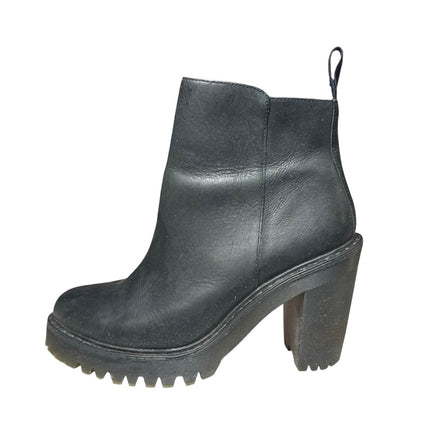 Dr Marten Magdalena Women's Black Leather High Heels Zip Ankle Boots Size 8
