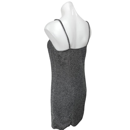 H&M Divided Black Metallic Sleeveless Cami Camisole Mini Bodycon Tank Dress L