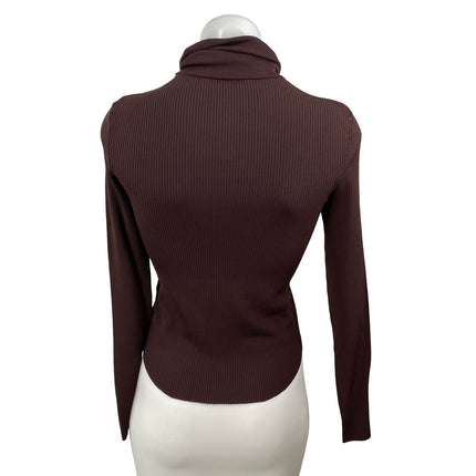Zara Women's Brown Long Sleeve Turtleneck Ribbed Knit Slim Sweater Top Size M