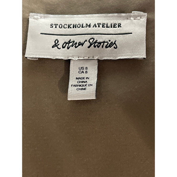 & Other Stories Women's Olive Green Sleeveless Square Neck Cami Tank Crop Top 8