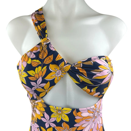 J.Crew Multicolor Floral Cutout One Shoulder One Piece Swimsuit Swimwear Size 6