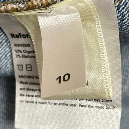Reformation Parker Blue Sleeveless Square Neck Slit Denim Jean Midi Dress 10