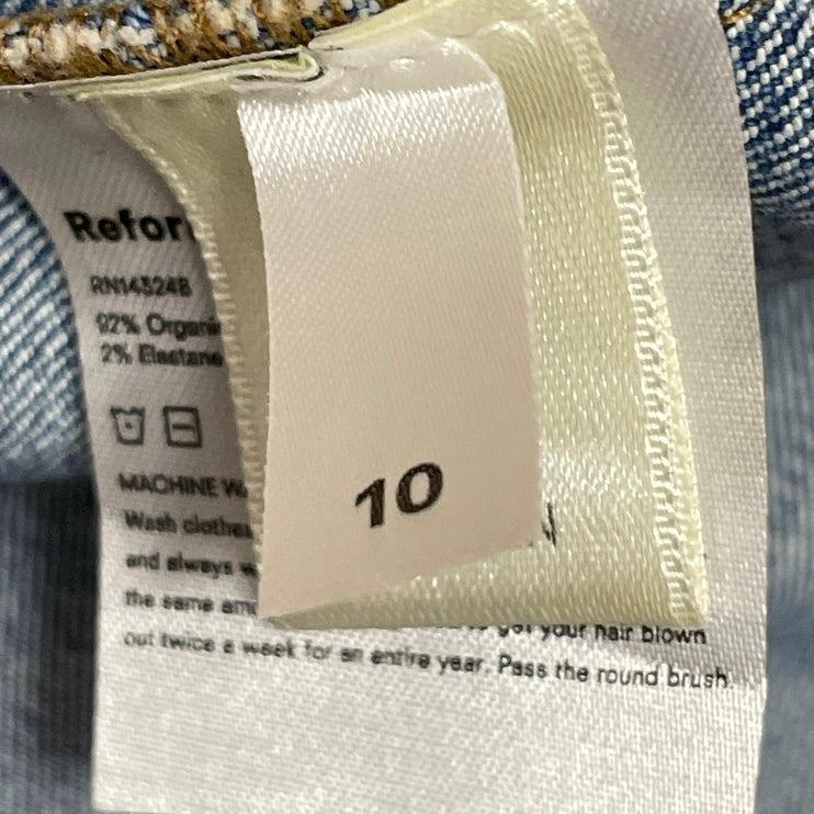 Reformation Parker Blue Sleeveless Square Neck Slit Denim Jean Midi Dress 10