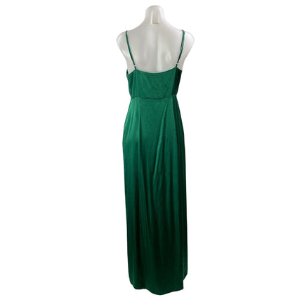 Privacy Please Green Sleeveless V Neck Front Slit Cami Maxi Slip Dress Size M