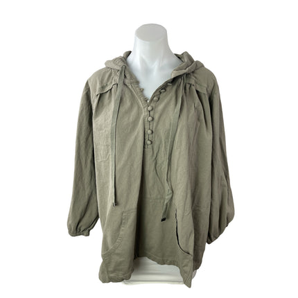 Soft Surroundings Women's Olive Green Hoodie Hooded Long Sleeve Shirt Top Size L