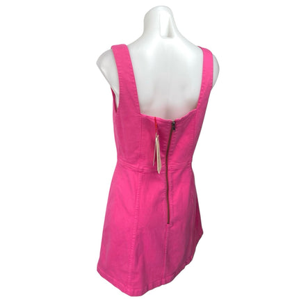 NEW Alice + Olivia Pink Denim Sleeveless Square Neck Mini A-Line Tank Dress 10