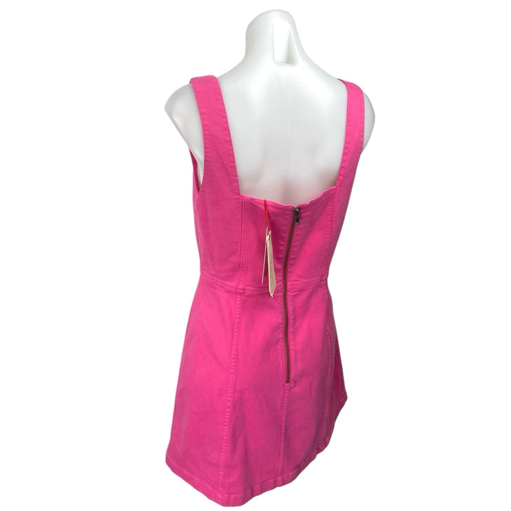 NEW Alice + Olivia Pink Denim Sleeveless Square Neck Mini A-Line Tank Dress 10