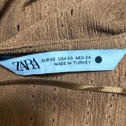 Zara Women's Brown Long Sleeve Knit Button Up Cardigan Sweater Top Size XS