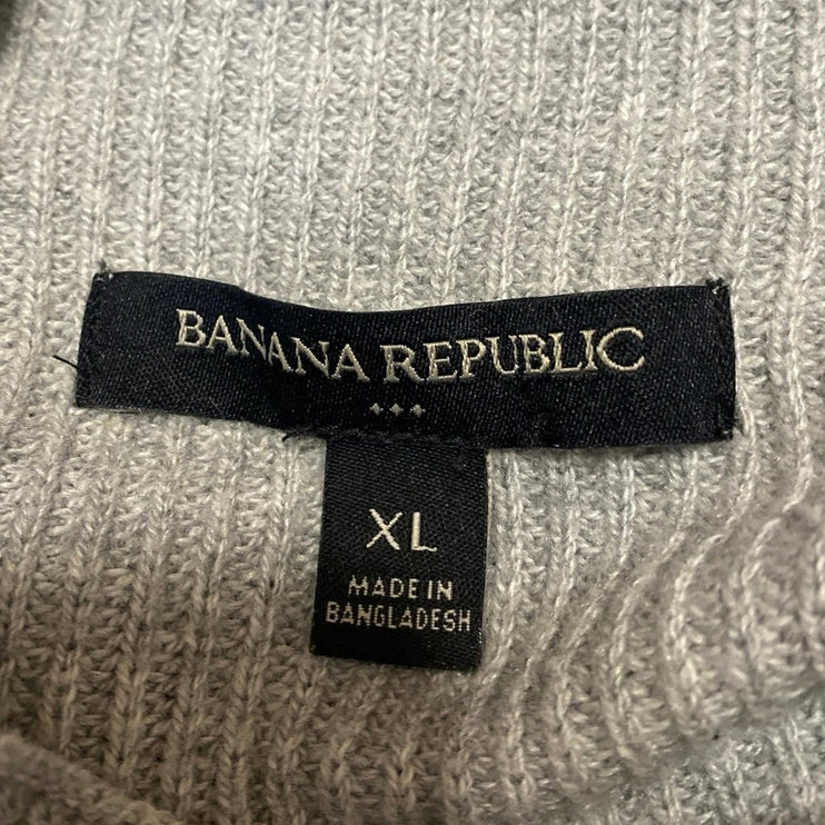 Banana Republic Women's Gray Rib Knit Mock Neck Long Sleeve Sweater Top Size XL
