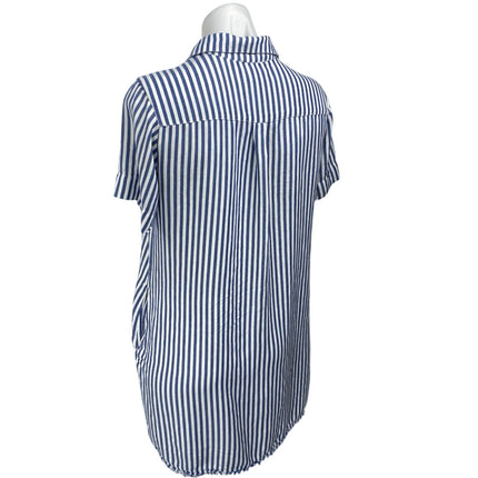 Tommy Bahama Blue White Striped Short Sleeve Tassel Mini Shirt Dress Size S
