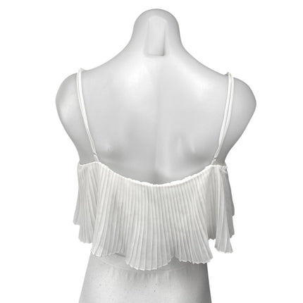 Princess Polly White Sleeveless Pleated Ruffle Scoop Neck Camisole Crop Top 12