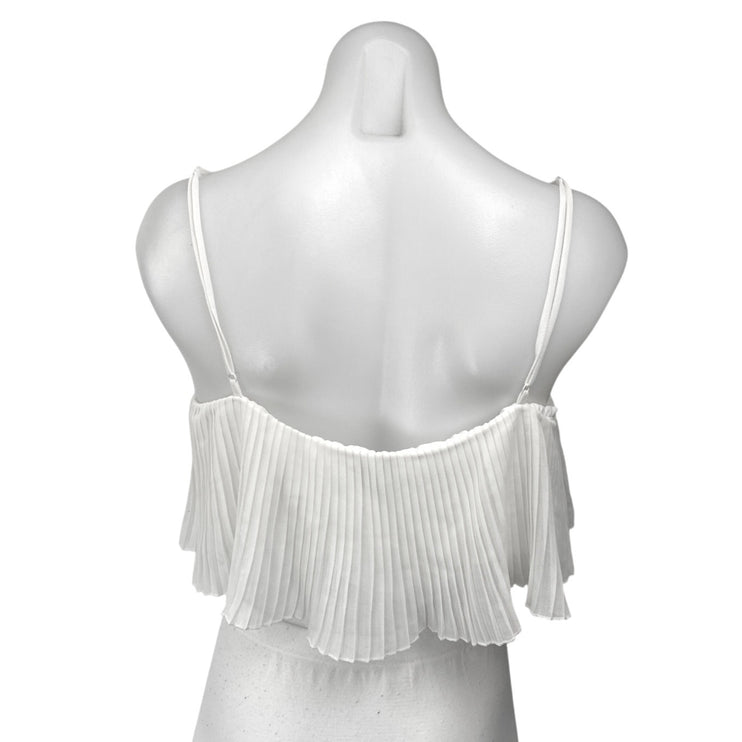 Princess Polly White Sleeveless Pleated Ruffle Scoop Neck Camisole Crop Top 12