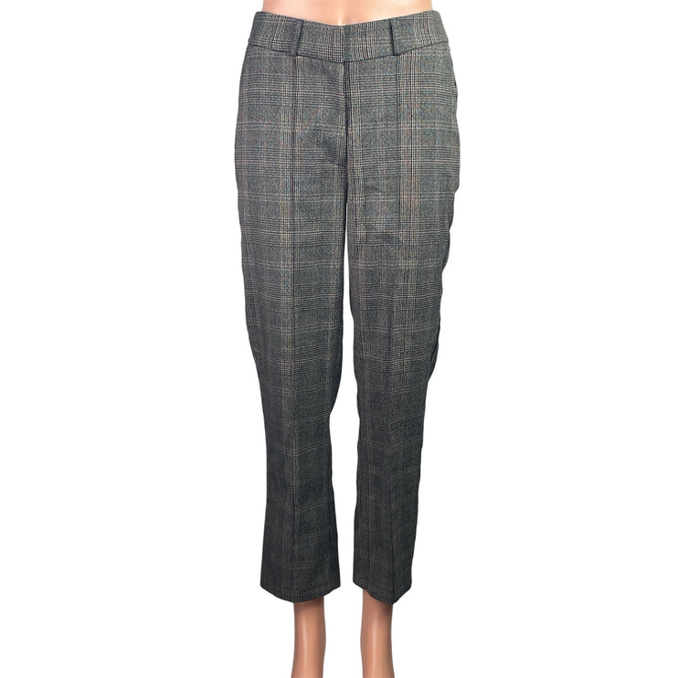 Vero Moda Womens Gray Plaid Checkered Mid Rise Straight Leg Trousers Pants Sz S