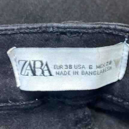 Zara Women's Black High Waisted Cropped Casual Cotton Skinny Denim Jeans Size 6