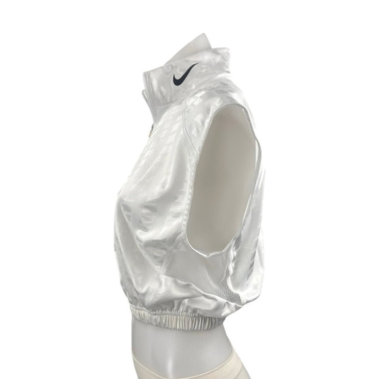 Nike Air Max Women's White Sleeveless Half Zip Boxing Athletic Crop Top Size S