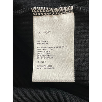 Oak + Fort Women's Black Ribbed Off Shoulder Long Sleeve Crop Tee T-Shirt Top XS