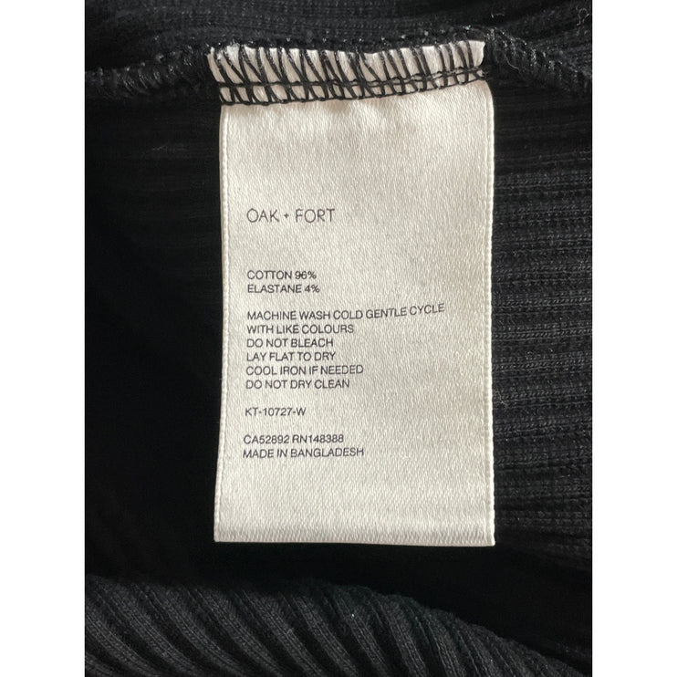 Oak + Fort Women's Black Ribbed Off Shoulder Long Sleeve Crop Tee T-Shirt Top XS