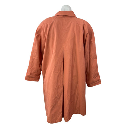Charon Women's Orange Oversized Collared Long Sleeve Trench Coat Jacket Size S