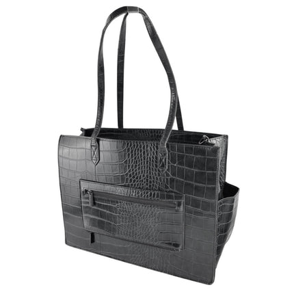 BEIS The Work Tote Large Black Croc Faux Vegan Leather Crosbody Strap Tote Bag