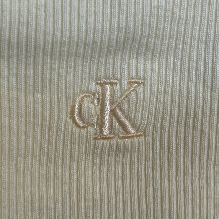 Calvin Klein Women's Yellow Crew Neck Short Sleeve Slim Baby Tee T-Shirt Top XS
