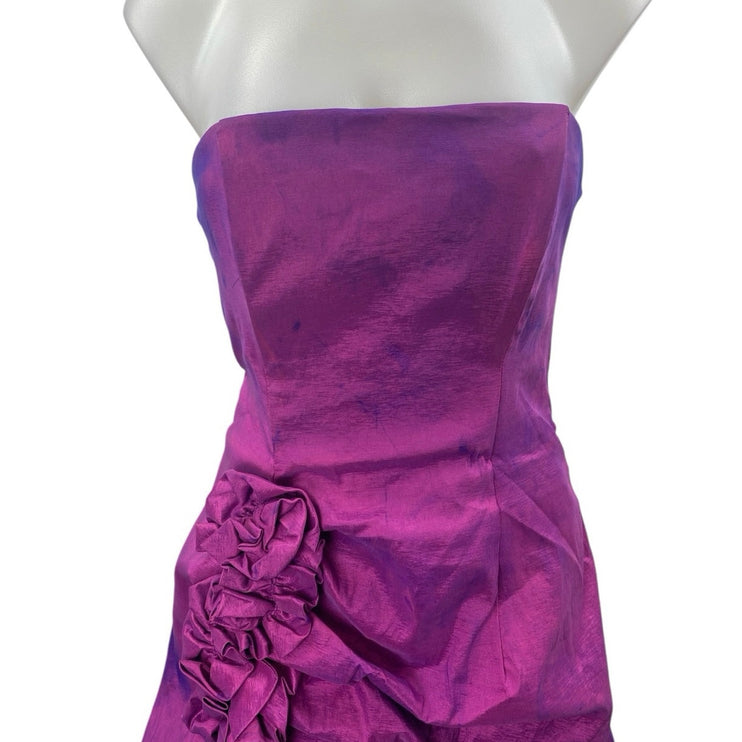 Fiesta Purple Rosette Sleeveless Strapless Mini A-Line Tank Tube Dress Size S