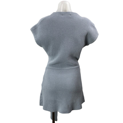SABO Lovina Women's Blue Short Sleeves Knit Draped Side Knot Mini Dress Size M