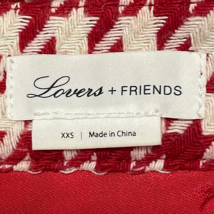 Lovers + Friends Red High Rise Houndstooth Straight Cropped Trousers Pants XXS