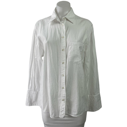 MNG Mango Women's White Long Sleeve Collared Oversixed Button Down Shirt Top 6