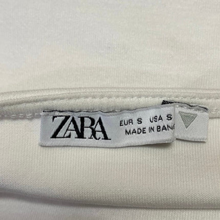 Zara Women's White Sleeveless Square Neck Bubble Hem Mini A-Line Tank Dress Sz S