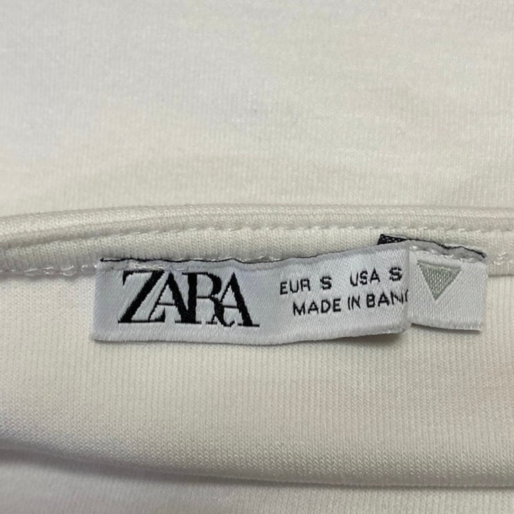 Zara Women's White Sleeveless Square Neck Bubble Hem Mini A-Line Tank Dress Sz S