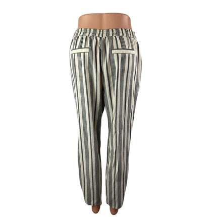 Marine Layer Women's Gray White Striped High Rise Straight Trousers Pants Size M