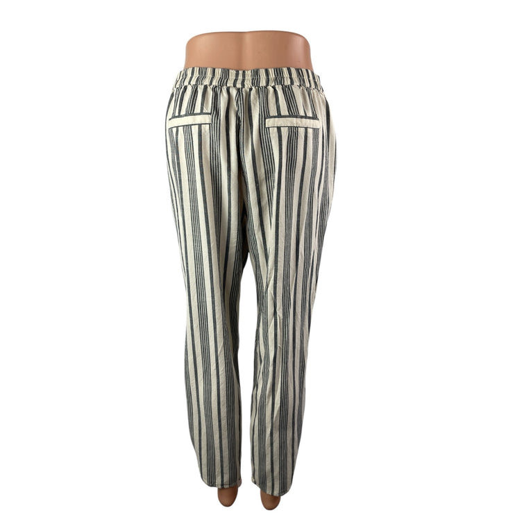 Marine Layer Women's Gray White Striped High Rise Straight Trousers Pants Size M