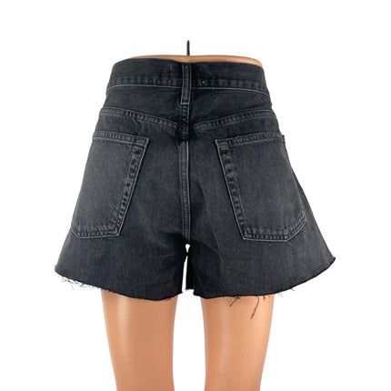 Agolde Parker Women's Black High Waisted Wide leg Denim Jeans Cutoff Shorts 31