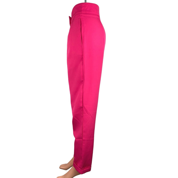 Shein Pink High Rise Pleated Straight Leg Business Career Trouser Pants Sz 8/10