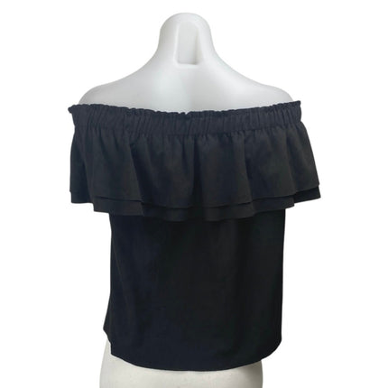 Young Fabulous & Broke YFB Women's Black Ruffle Off Shoulder Blouse Top Size S