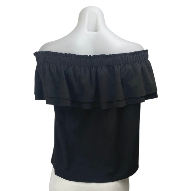 Young Fabulous & Broke YFB Women's Black Ruffle Off Shoulder Blouse Top Size S