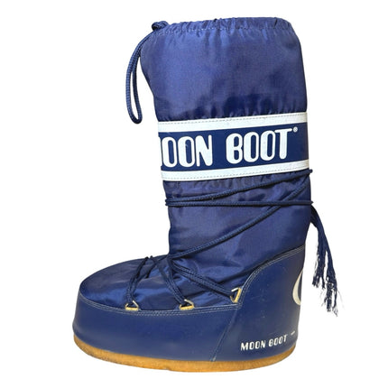 Moon Boot Icon Womens Navy Blue Nylon Criss Cross Winter Snow Boots Size 10-11.5