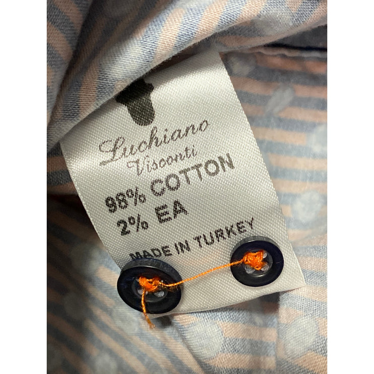 Luchiano Visconti Maroon Floral Striped Long Sleeve Button Down Shirt Top Size S