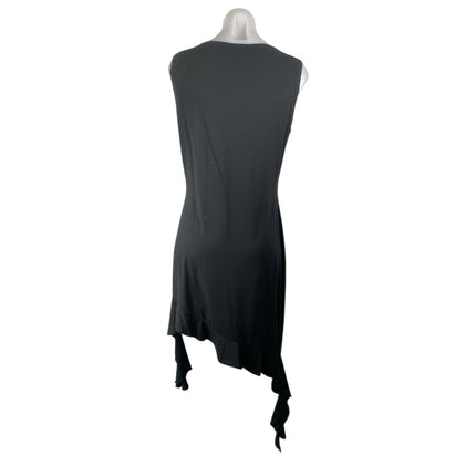 Missguided Womens Black Sleeveless Asymmetric Ruffle Hem Midi Tank Shift Dress 6