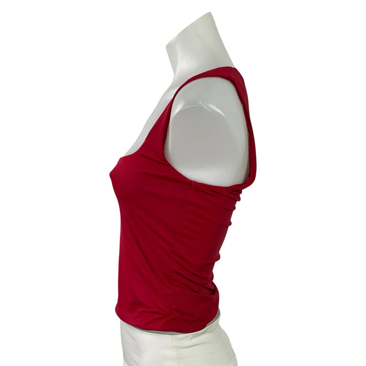 Princess Polly Womens Red Sleeveless Square Neck Stretch Crop Tank Top Size 6