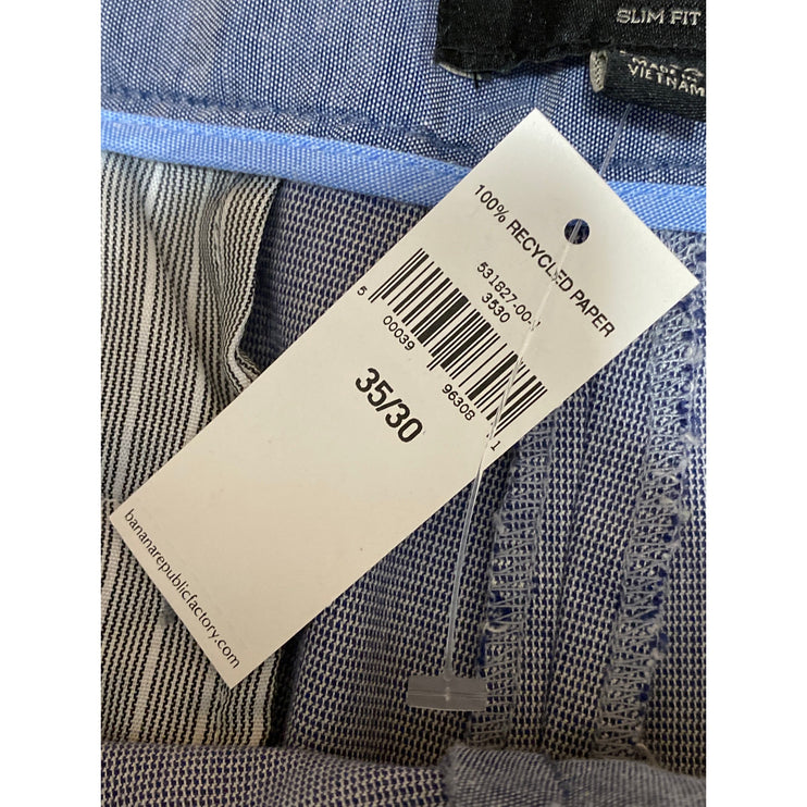 NEW Banana Republic Men's Blue Stretch Slim Fit Trousers Dress Pants Size 35
