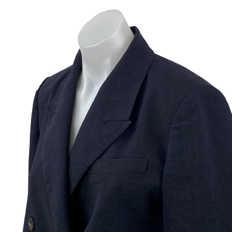 LIST Women's Black Double Breasted Peak Lapel Cropped Blazer Coat Jacket Size S