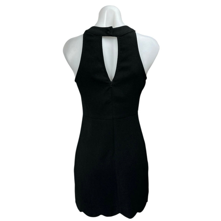 Lulus Black Silver Studded Beaded High Neck Sleeveless Mini Sheath Dress Size S