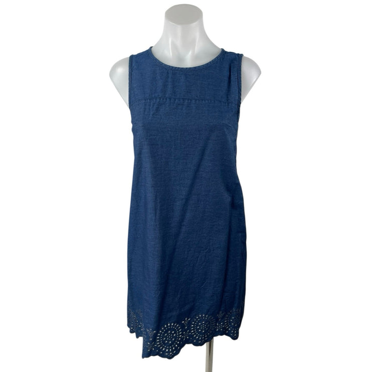 French Connection Blue Chambray Sleeveless Embroidered Tank Mini Dress Size 8