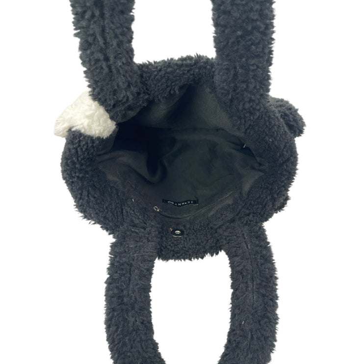 Skinnydip Liza Black White Yin Yang Faux Fur Snap Carry On Tote Bag Handbag OS