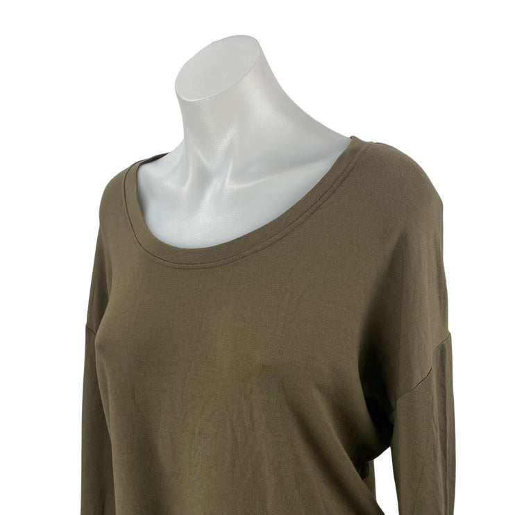 Tahari Women's Olive Green Scoop Neck Long Sleeve Knit T Shirt Tee Top Size L