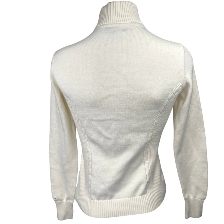 Tommy Hilfiger White Full Zip Knit Mock Neck Long Sleeve Sweater Jacket Top S