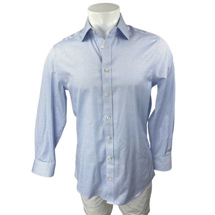 Charles Tyrwhitt Blue Plaid Checkered Long Sleeve Button Up Slim Shirt Top 15/L