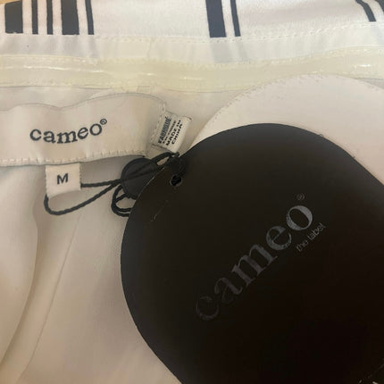 NEW Cameo White Black Striped Strapless Sleeveless Bandeau Tube Mini Dress Sz M